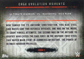 2015 Topps WWE Undisputed - Cage Evolution Moments Purple #CEM-1 Ultimate Warrior / Rick Rude Back