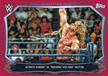 2015 Topps WWE Undisputed - Cage Evolution Moments Red #CEM-1 Ultimate Warrior / Rick Rude Front