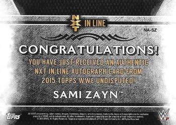 2015 Topps WWE Undisputed - NXT In Line Autographs #NA-SZ Sami Zayn Back