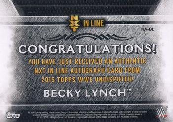 2015 Topps WWE Undisputed - NXT In Line Autographs Black #NA-BL Becky Lynch Back