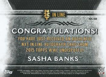 2015 Topps WWE Undisputed - NXT In Line Autographs Black #NA-SB Sasha Banks Back