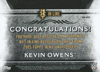 2015 Topps WWE Undisputed - NXT In Line Autographs Black #NA-KO Kevin Owens Back
