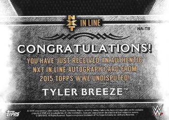 2015 Topps WWE Undisputed - NXT In Line Autographs Black #NA-TB Tyler Breeze Back