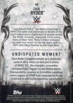 2016 Topps WWE Undisputed #40 Zack Ryder Back