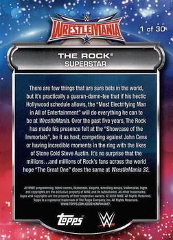 2016 Topps WWE Road to Wrestlemania - WrestleMania 32 Roster #1 The Rock Back
