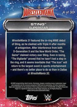2016 Topps WWE Road to Wrestlemania - WrestleMania 32 Roster #4 Sting Back