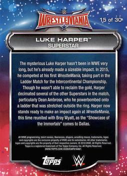 2016 Topps WWE Road to Wrestlemania - WrestleMania 32 Roster #15 Luke Harper Back