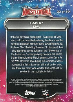 2016 Topps WWE Road to Wrestlemania - WrestleMania 32 Roster #30 Lana Back