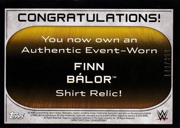 2016 Topps WWE Road to Wrestlemania - Shirt Relic #NNO Finn Bálor Back