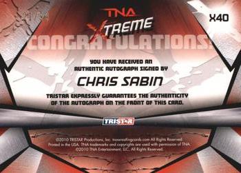 2010 TriStar TNA Xtreme - Autographs Gold #X40 Chris Sabin Back