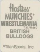 1987 Hostess Munchies WWF Wrestlemania Stickers #NNO British Bulldogs Back