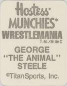1987 Hostess Munchies WWF Wrestlemania Stickers #NNO George The Animal Steele Back