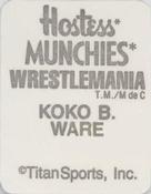 1987 Hostess Munchies WWF Wrestlemania Stickers #NNO Koko B. Ware Back