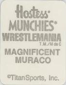 1987 Hostess Munchies WWF Wrestlemania Stickers #NNO Magnificent Muraco Back