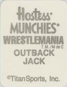 1987 Hostess Munchies WWF Wrestlemania Stickers #NNO Outback Jack Back