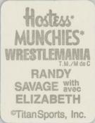 1987 Hostess Munchies WWF Wrestlemania Stickers #NNO Randy Savage / Miss Elizabeth Back