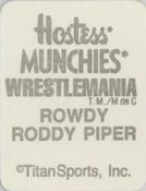 1987 Hostess Munchies WWF Wrestlemania Stickers #NNO Rowdy Roddy Piper Back