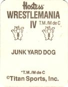 1988 WWF Hostess Wrestlemania IV Stickers #8 Junk Yard Dog Back