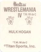 1988 WWF Hostess Wrestlemania IV Stickers #20 Hulk Hogan Back