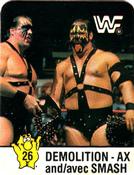 1988 WWF Hostess Wrestlemania IV Stickers #26 Demolition - Ax and Smash Front