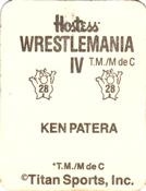 1988 WWF Hostess Wrestlemania IV Stickers #28 Ken Patera Back