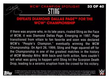 2015 Topps WWE Heritage - Sting Tribute #33 Defeats Diamond Dallas Page For The WCW Championship Back