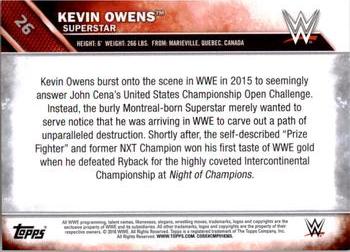 2016 Topps WWE - Bronze #26 Kevin Owens Back