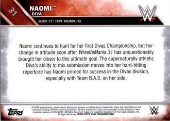 2016 Topps WWE - Bronze #31 Naomi Back