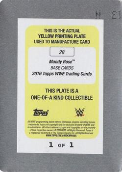 2016 Topps WWE - Printing Plates Yellow #28 Mandy Rose Back