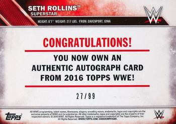 2016 Topps WWE - Autographs #NNO Seth Rollins Back