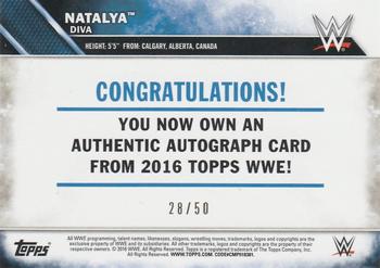 2016 Topps WWE - Autographs Bronze #NNO Natalya Back