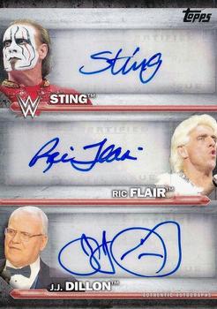 2016 Topps WWE - Triple Autographs #NNO Sting / Ric Flair / J.J. Dillon Front