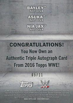 2016 Topps WWE - Triple Autographs #NNO Bayley / Asuka / Nia Jax Back