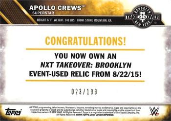 2016 Topps WWE - NXT Takeover: Brooklyn Mat Relics #NNO Apollo Crews Back