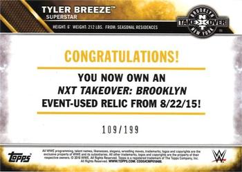 2016 Topps WWE - NXT Takeover: Brooklyn Mat Relics #NNO Tyler Breeze Back