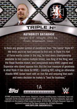 2016 Topps WWE - Authority Database #1A Triple H Back