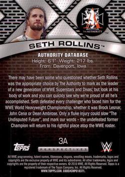 2016 Topps WWE - Authority Database #3A Seth Rollins Back