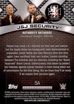 2016 Topps WWE - Authority Database #5A J&J Security Back