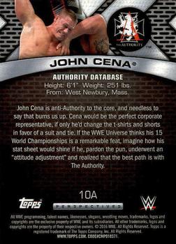 2016 Topps WWE - Authority Database #10A John Cena Back