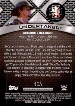 2016 Topps WWE - Authority Database #16A Undertaker Back