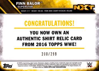 2016 Topps WWE - Shirt Relic #NNO Finn Bálor Back