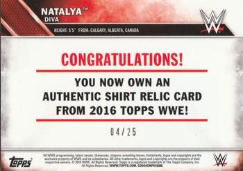 2016 Topps WWE - Shirt Relic Silver #NNO Natalya Back