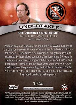 2016 Topps WWE - Anti-Authority Ring Report #16AA Undertaker Back