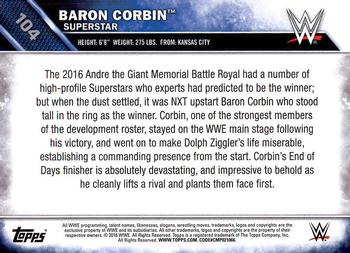 2016 Topps WWE Then Now Forever #104 Baron Corbin Back
