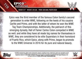 2016 Topps WWE Then Now Forever #119 Epico Back