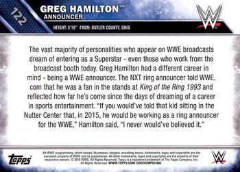 2016 Topps WWE Then Now Forever #122 Greg Hamilton Back