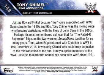 2016 Topps WWE Then Now Forever #148 Tony Chimel Back