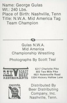 1979 Gulas/Rax Roast Beef Championship Wrestling #NNO George Gulas Back