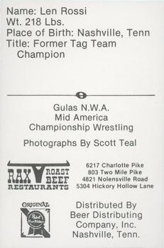1979 Gulas/Rax Roast Beef Championship Wrestling #NNO Len Rossi Back