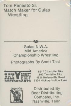 1979 Gulas/Rax Roast Beef Championship Wrestling #NNO Tom Renesto Sr. Back